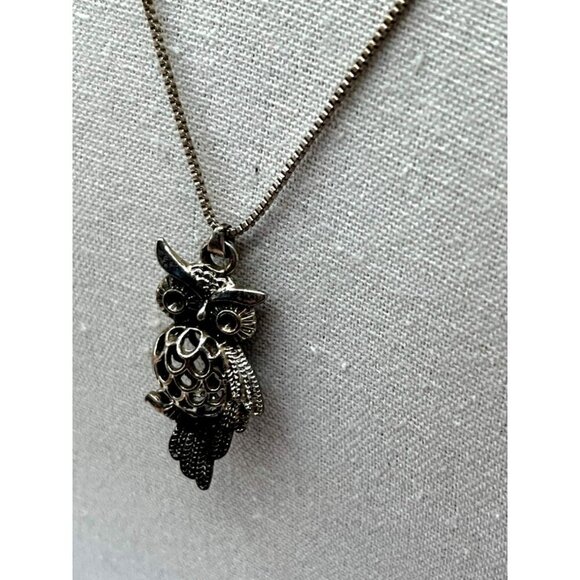 Sterling Silver 925 Chain With Stainless Steel Owl Pendant    A100 - Picture 4 of 9